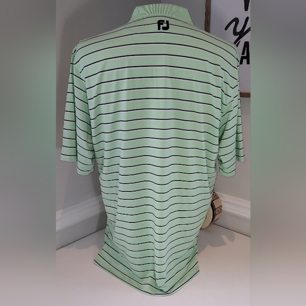 Fj Collared Partial Button Down Green/White/Black… - image 4
